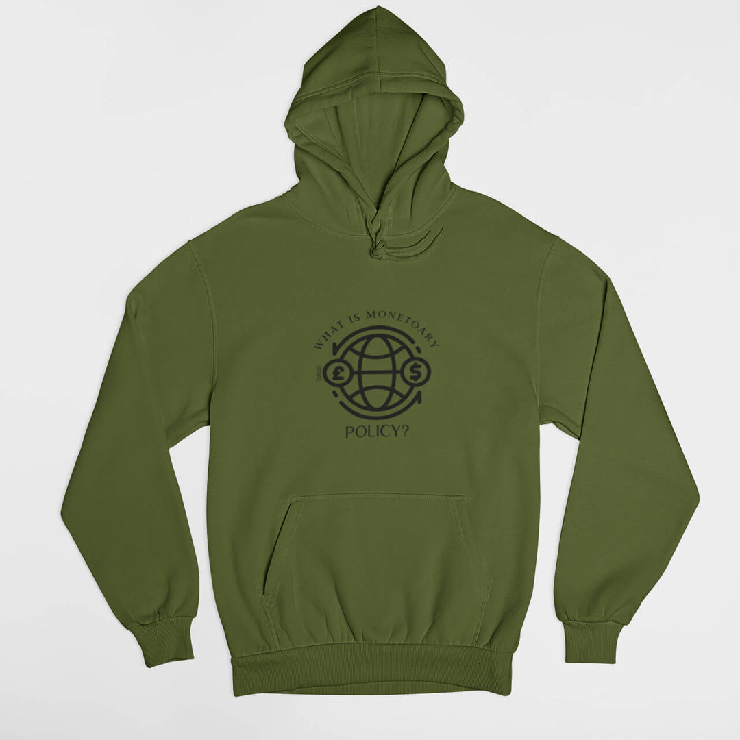 Printed Adult Hoodie with Economy-based Print in Forest Green | Long Sleeve Soft Graphic Hoodies by Curiask