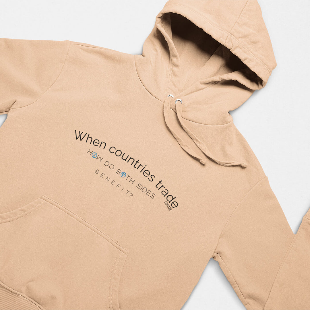 Printed Adult Hoodie with Economy-based Print in Peach | Long Sleeve Soft Graphic Hoodies by Curiask
