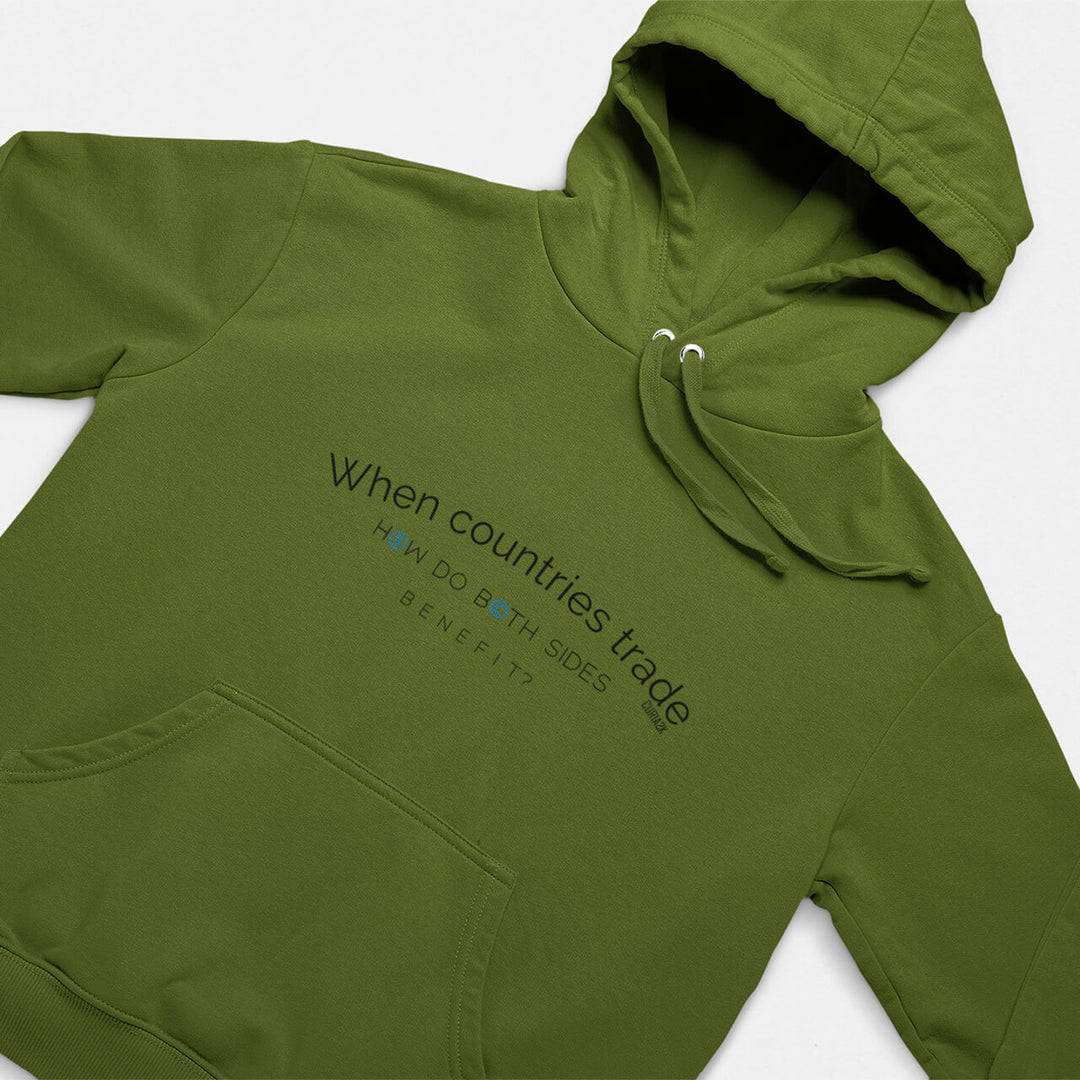 Printed Adult Hoodie with Economy-based Print in Army Green | Long Sleeve Soft Graphic Hoodies by Curiask