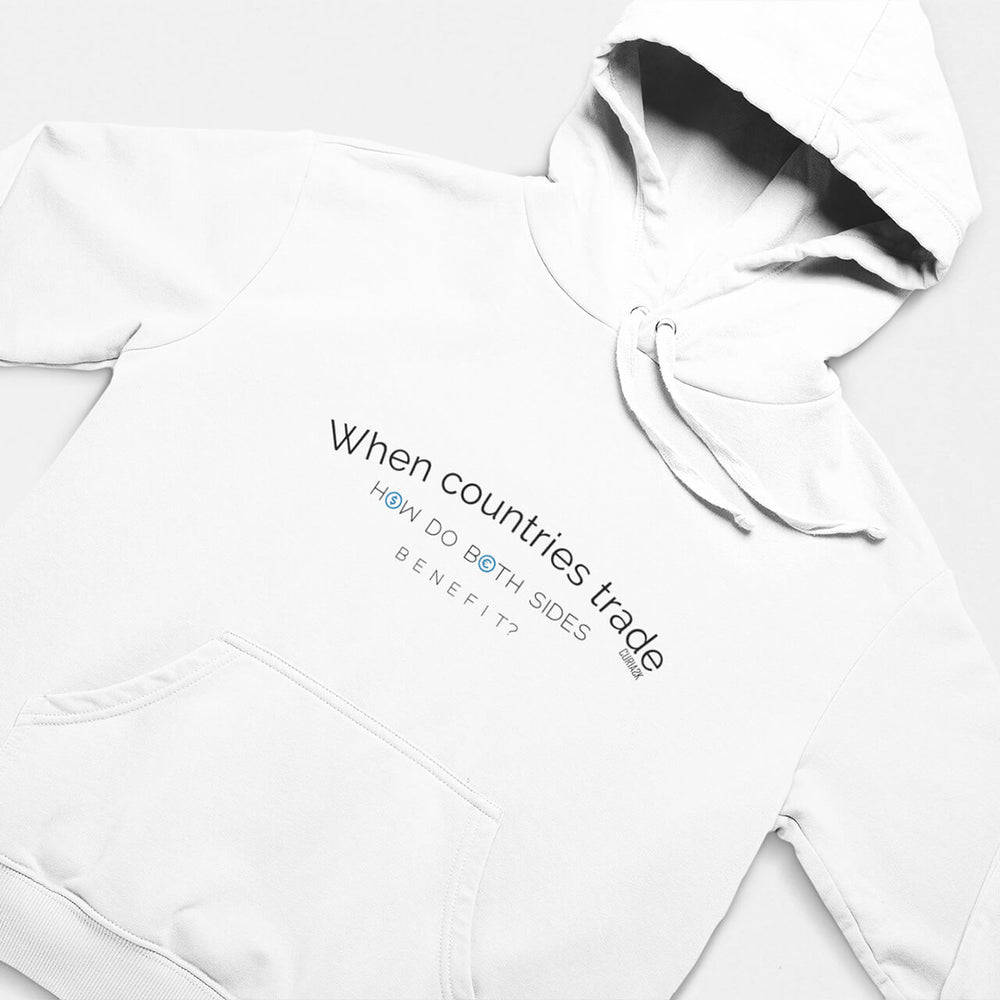 Printed Adult Hoodie with Economy-based Print in White | Long Sleeve Soft Graphic Hoodies by Curiask