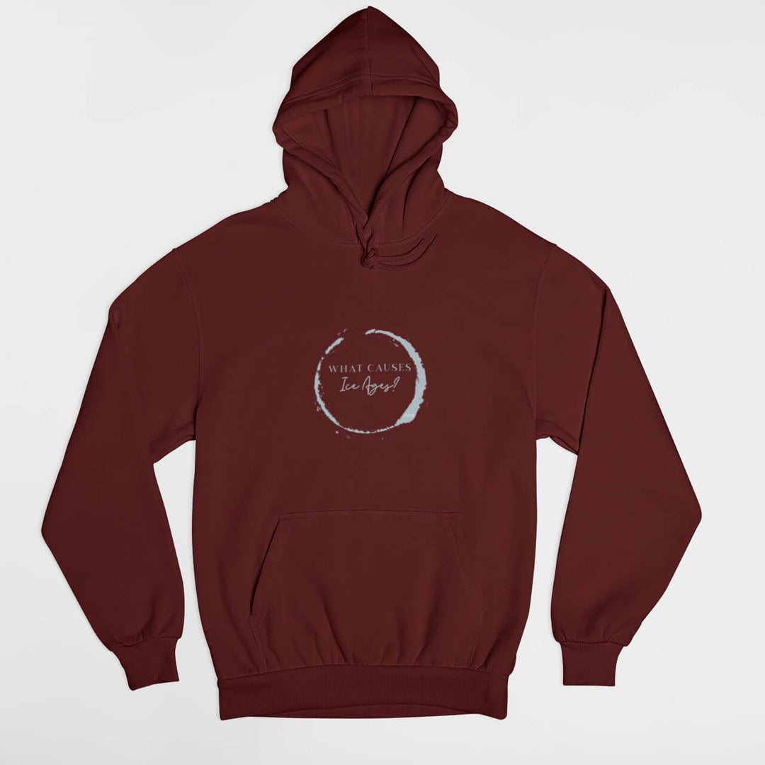 Printed Adult Hoodie with Ice Age-based Print in Burgundy | Long Sleeve Soft Graphic Hoodies by Curiask