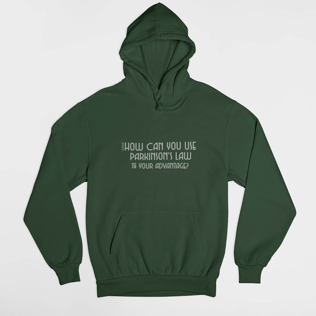 Printed Adult Hoodie with Parkinson's Law-based Print in Green | Long Sleeve Soft Graphic Hoodies by Curiask