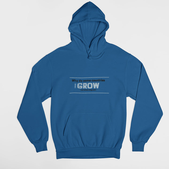 Printed Adult Hoodie with Economy-based Print in Royal Blue | Long Sleeve Soft Graphic Hoodies by Curiask